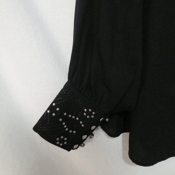 LOVE & LEGEND | size 18 | Sheer Black Blouse With Embellished Cuffs - Picture 12 of 14